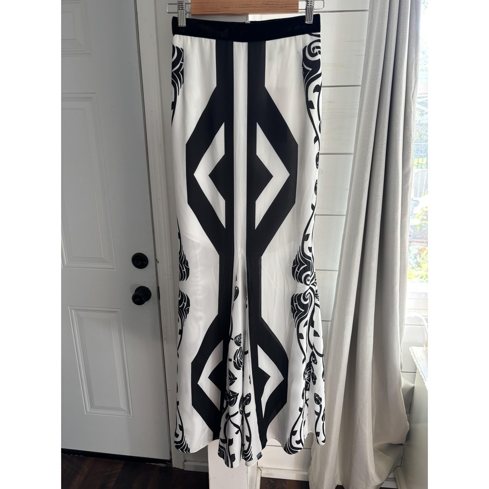 Bec & Bridge Eros Maxi Skirt Womens 2 White Black Floral Print Chiffon Lined